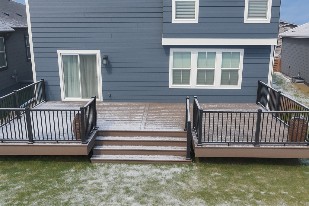 modern winter deck care Colorado project featuring composite decking built for cold weather deck protection and durability