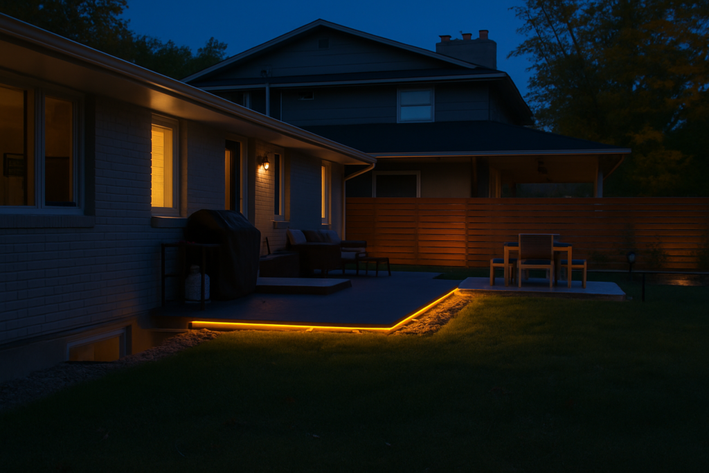 Stamped Concrete with Lighting: a simple idea that transforms your backyard