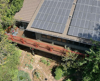 Outdoor deck built for entertaining in Boulder Colorado with open layout and pergola