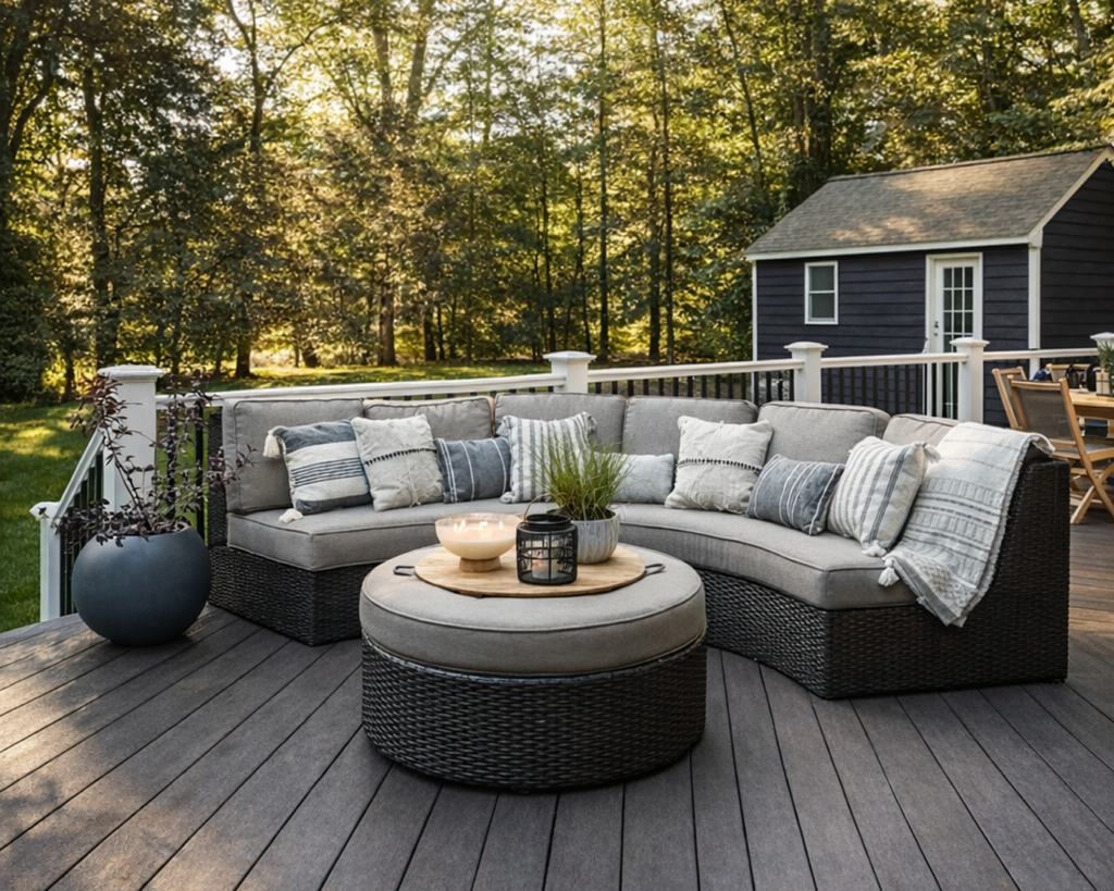 Custom deck and outdoor entertaining area in Boulder Colorado ready for spring